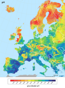 Map of European groundwater pH